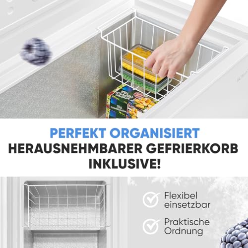 Bomann® Gefriertruhe 198L | Tiefkühltruhe 4 Sterne-Kennzeichnung | leise | Gefriertruhe groß | Temperaturbereich: ≤ -18°C | Kühltruhe mit herausnehmbarem Korb | große Gefriertruhe | GT 7356