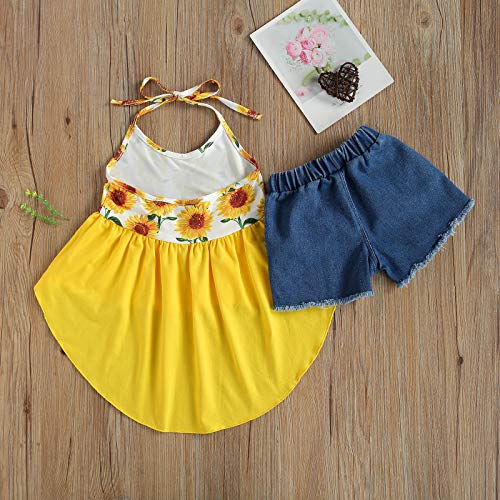 Sdghg Toddler Baby Girl Summer Clothes Set One Shoulder Crop Top Ripped Denim Shorts Outfit 2Pc thumb #5