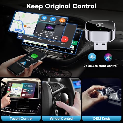 Image of 2-in-1 Wireless CarPlay and Android Auto Adapter, Plug and Play Dongle, Fast Auto-Connect, No Delay, for iPhone and Android, USB /USB-C Port, Black