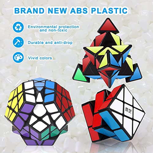 Roxenda [15 Pack] Speed Cube Set - 2X2X2 3X3X3 4X4X4 2X2X3 X-Cube Six-Spot Cube Skew Axis Windmill Fisher Mirror 2X2-Megaminx 3X3-Megaminx Pyramid Ivy Cube Smooth Magic Cube Puzzles Collection #TOP1
