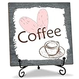 Coffee Wooden Sign Desk Decor - Coffee Bar Sign Wood Plaque with Support Stand, Cafe Gifts for Coffee Lover Women Coffee Decorations for Coffee Bar Station Home Office Kitchen Desk Accessories -27