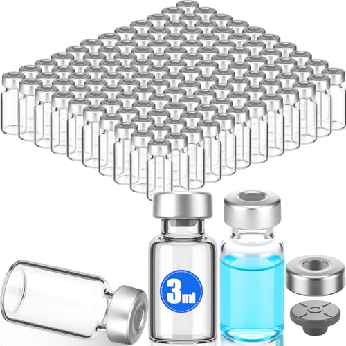 120 Pack Empty Vials for Injection Clear Glass Sample Vials, 3ml