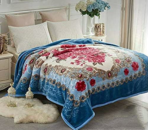 ELSTONE HOME Silky Soft Floral Double Bed Embossed Silky Mink Blanket for Winters - Embossed Design That Will Enhance Your Room with Vibrant Attractive Colors 3 kg - Pack of 1