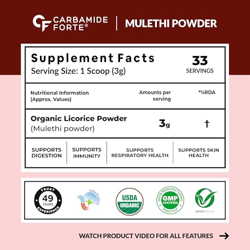 Image of Carbamide Forte Liquorice /Mulethi Powder Organic | Mulethi Stick Powders | Yashtimadhu Powder Supports Digestion, Respiratory & Immunity | Natural Herb for Skin & Wellness - 100g (Pack of 3)