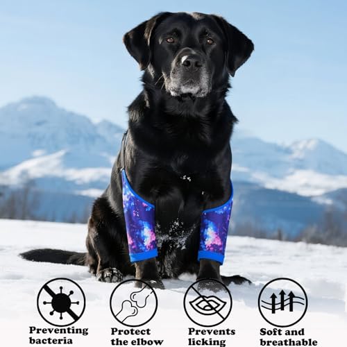 Image of Dog Elbow Wraps Knee Protector Pads Elbow Callus Treatment Sleeve for Wounds Front Legs Prevent Licking for Medium Large Dogs 3XL, Galaxy