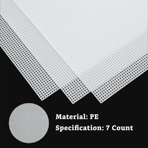 Image of ABuff 24PCS 7 Count Plastic Mesh Canvas Sheets, 7 CT Perforated Plastic Stitching Canvas Cross Stitch Mesh Canvas for Embroidery, Crafts DIY Crochet Projects, 13.2 X 10.2 Inch, White