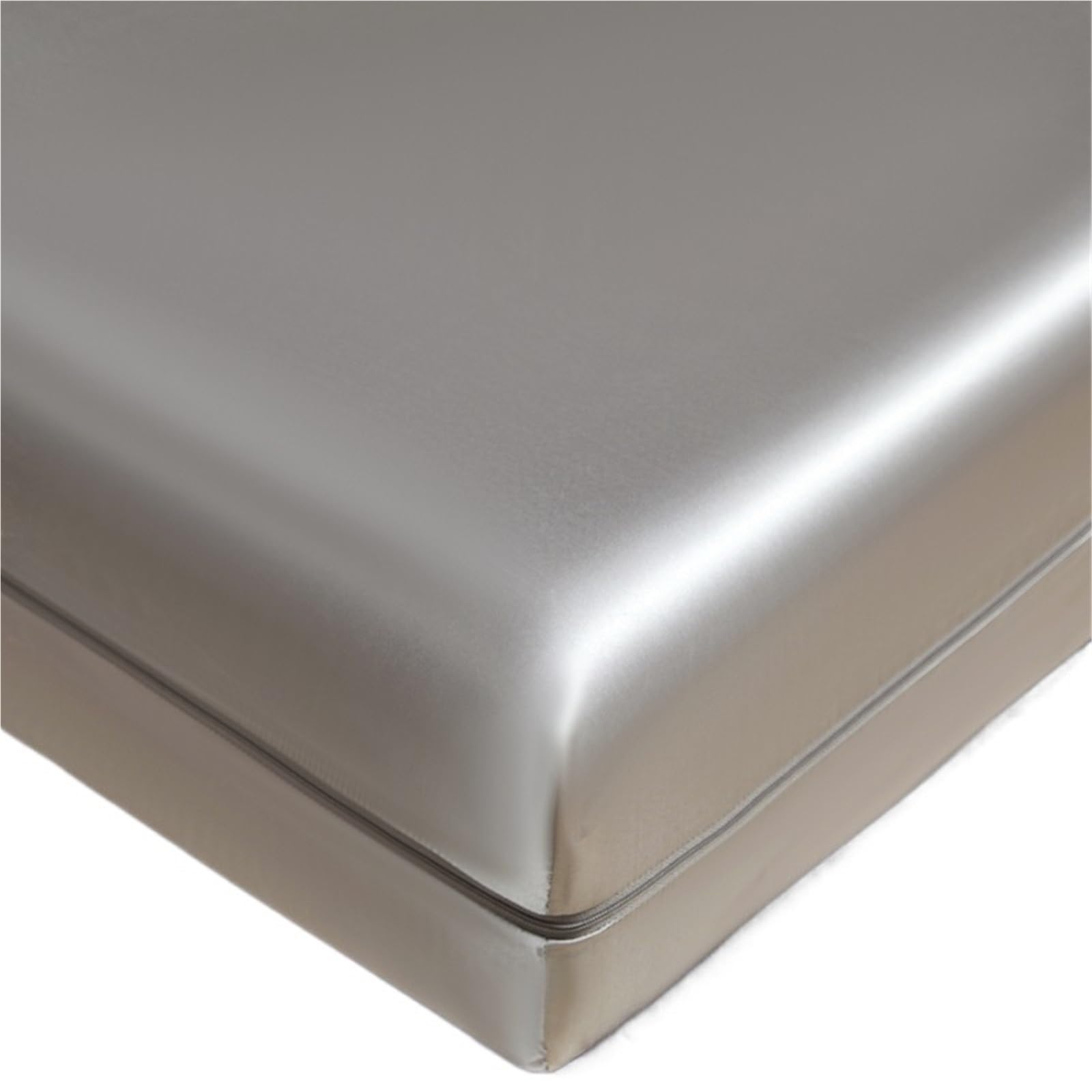 Zipped Mattress Protector 6-Sided Zipper Mattress Encasement Luxury Cooling Satin Dustproof Protector, Full All Around Deep Pocket Cover(Grey,180x200x30cm)