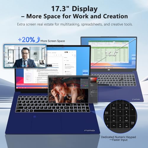 Image of NIMO Copilot+ PC 17.3 inch AI-Laptop, AMD Ryzen AI 370 (50 Tops NPU), Radeon 890M, 64GB RAM 4TB SSD, 144Hz FHD, USB 4.0 Support eGPU, 100W PD, Professional Local AI Workstation for Programmers & Creators