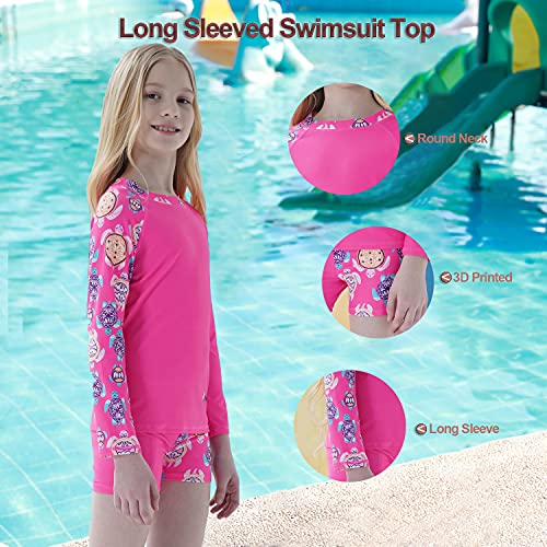 Girls Swimsuit Long Sleeve Bathing Suit UPF 50+ UV Kids Beach Bathing Suit Two Piece Sets Swimwear Suits 4-14 Years3
