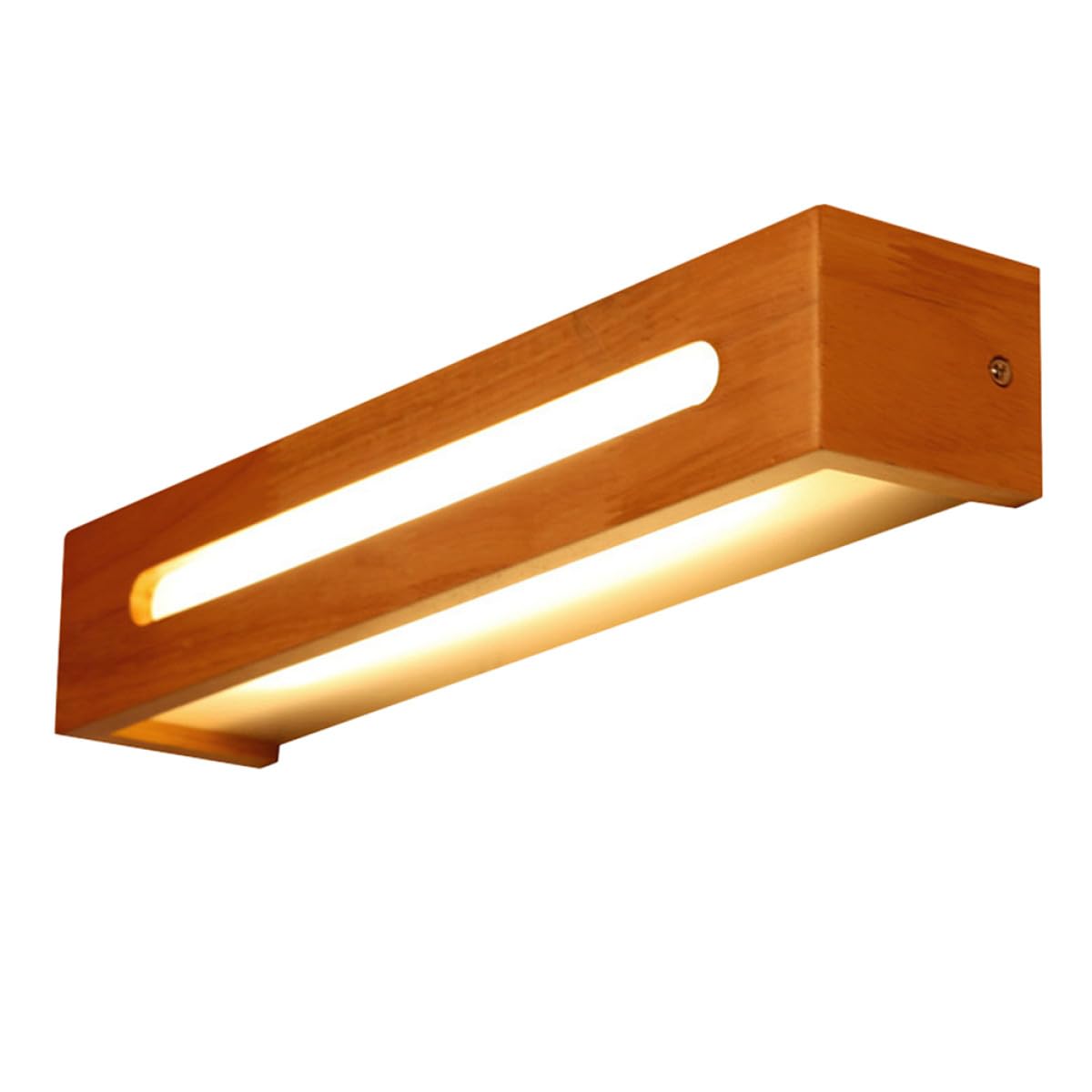 SOLUSTRE LED Wandlampe für Badezimmer, Waschtischleuchte mit LED Chips | Innenbereich, Schlichtes Modernes Design, Kunststoff, Eisen und Gummibaumholz, als Zusatzlicht für Spiegel