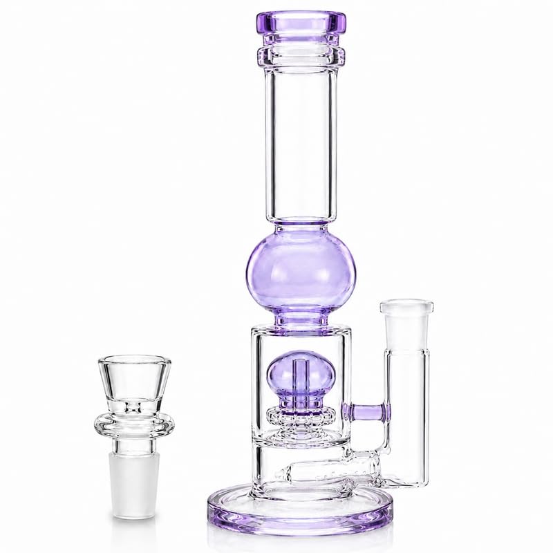 Premium Glass Bong | 12 Inch Water Pipe with Inline & Shower Percolator | Ice Catcher, 18mm Female Joint, Thick Round Base Clear Glass Hookah-image-0