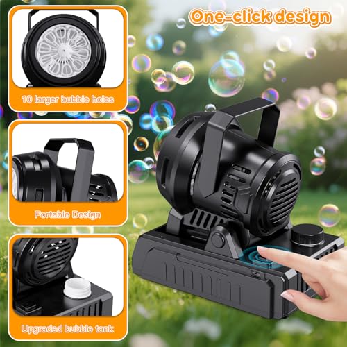 PANACARE Automatische Seifenblasenmaschine mit 20 Seifenblasenlösung, Elektrische Tragbare Seifenblasenmaschine 10000+ Große Blasen/Min, Bubble Machine für Hochzeit/Geburtstag/Kinder/Party