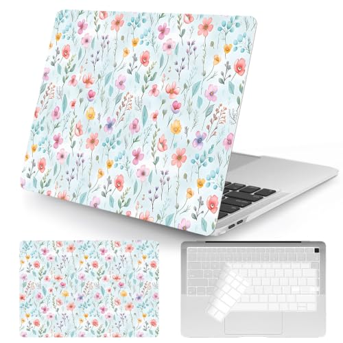 Funda MacBook Air 13 floral azul para proteger tu portátil en la cafetería o universidad