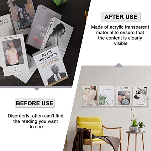 Magazine Holder,Clear Acrylic Wall Mounted Shelf for Waiting Room, Living Room, Office, Home Decor Display (24inch-pack 2) - Image 4