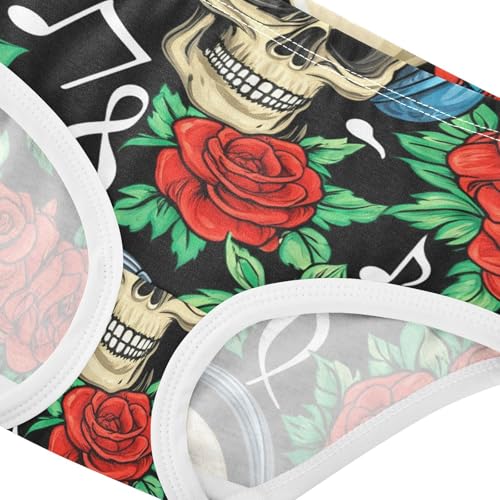 Cartoon Skulls Red Roses Cute Panties Girl Girls Underwear Toddler Cotton Cartoon Briefs Kids Undies 2t4