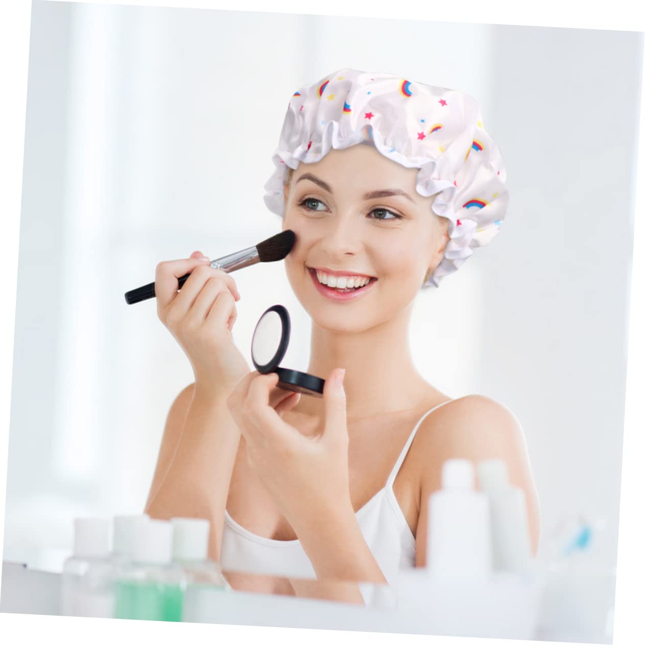 DOITOOL 12stücke Teiliges Wasserfester Satin-duschhaube Für Damen Bedruckte Doppellagige Schlafmütze Für Komfortables Duschen Und Make-up Entfernen Verschiedenen Farben Erhältlich