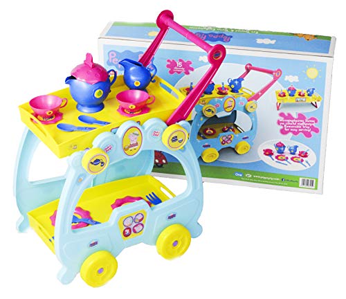 Bildo Peppa Pig-Juego de té y Carrito para Servir (2 en 1), Multicolor 8125