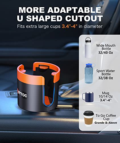 Ibytoc Cup Holder Expander For Car, [2 In 1] Adjustable Cup Holder Adapter With [Phone Holder], [Extra Large] Expandable Car Cup Station, Compatible With 32-40 Oz Bottles, Drinks, Mugs In 3.4-4.0” #TOP4