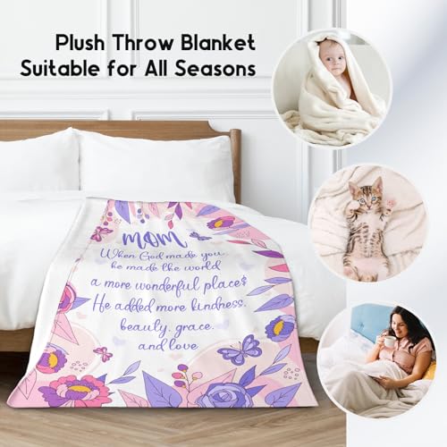 Blanket Gifts for Mom from Daughter Son - Cozy Soft Fleece 30x40 Inch Throw Blankets - Gift Mom a Colorful Blanket for Festivals Holidays