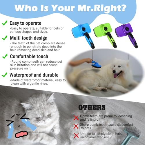 Image of Pet Needle Comb Dog Comb Hair Combiner Dog Hair Comb God Tool for Cat Comb Floating Hair Removal Special Comb for Cat Hair (blue, Small)