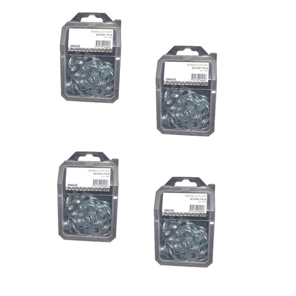 D-Work - Juego de 4 fundas de 25 arandelas planas medianas M20 mm – NFE 25513 – Zinc blanco