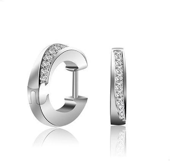 Boucles D'oreilles Huggie Cœur En Argent 925 - Avec CZ Brillant, Taille 16mm