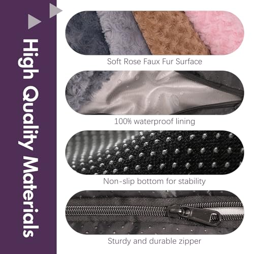Image of Faux Fur Dog Bed Covers - Ultra Soft Rose Velvet, Removable & Washable, Cozy & Durable,Large Pet Bed Cover Only (No Filling) - Gray, (Rose Velvet Pink, 44 inch L x 32 inch W x 4.5 inch Th)