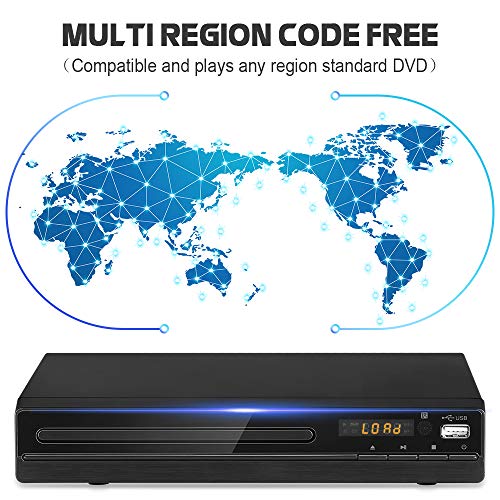 DVD Player for TV, DVD CD Player with HD 1080p Upscaling, HDMI & AV Output (HDMI & AV Cable Included), All-Region Free, Coaxial Port, USB Input, Remote Control Included - Thumbnail 5