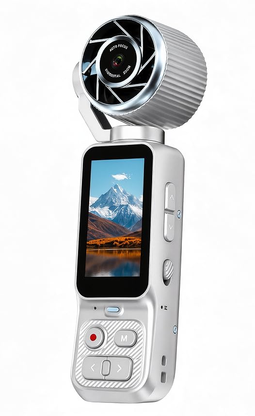 2-in-1 Handheld Pocket Camera & Cooling Fan,180° Rotating Lens Vlogging Cam - image 1