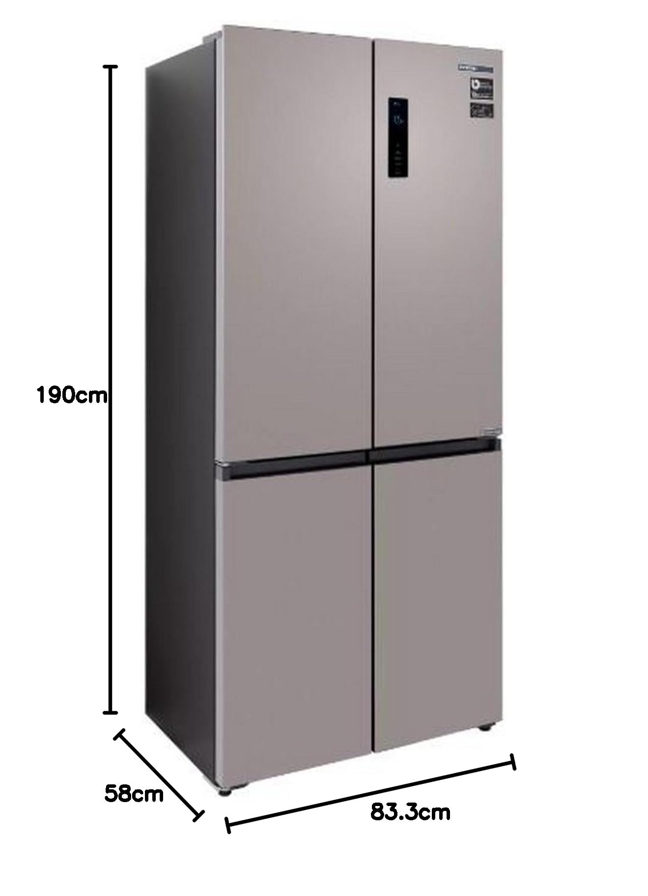 Frigorifico Americano INFINITON AMCB-580CD90XEH, 190 cm de Altura, Total No Frost, 4 Puertas, Inverter, Ancho 83 cm, E, Inox