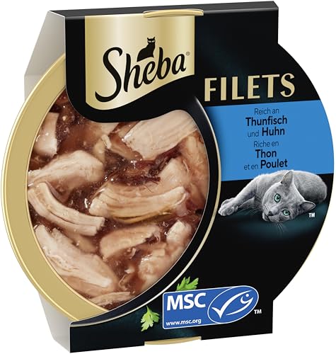 SHEBA Filets Adult Katzenfutter in Sauce mit Huhn und Thunfisch 16 x 60g Schale