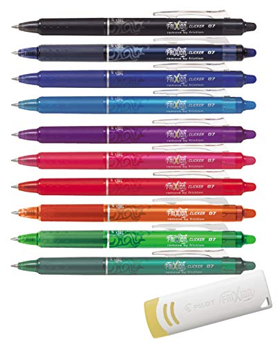 Pilot FriXion Ball Clicker 0,7 stylo roller encre gel rétractable effaçable assortiment 10 couleurs