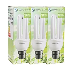 11W (=60W) Energy Saving CFL Light Bulbs, B22 B22d BC Bayonet Cap, Stick, 10 Years by Lowenergie [Energy Class A] (3)