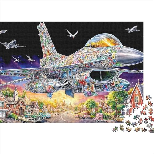 Puzzle de 1000 piezas sostenible con diseño de avión de ataque para adultos