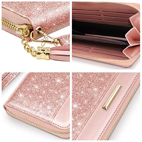 Wallets for Women PU Leather Card Holder Organizer Ladies Clutch with Tassel Wristlet Wrist strap4