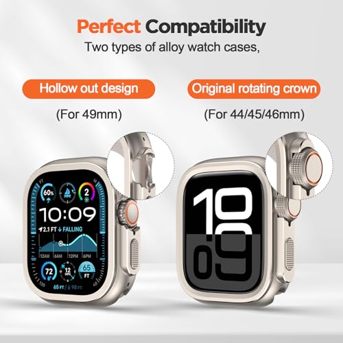 Image of 2 in 1 Metal Rugged Case Compatible with Apple Watch Series 11 10 46mm Shockproof Protect Bumper case with Back Cover Full Protection (Black,46mm)