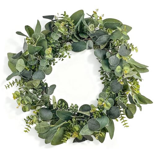 GOVIRAYE 60cm Premium Eukalyptuskranz mit 4 Blattstilen - Luxus...