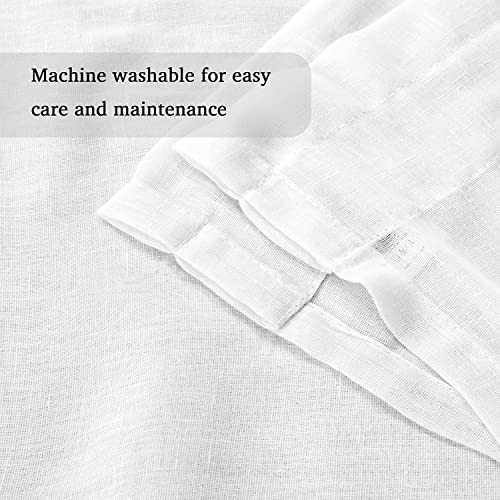 Turquoize Sheer Linen Curtains 84 Ines White Linen Curtain Panels Natural Linen Blended Sheer Curtains Rod Pocket Sheer Curtains For Livingroom, Light Filtering Linen Sheer Curtains (2 Panels, White) #TOP4
