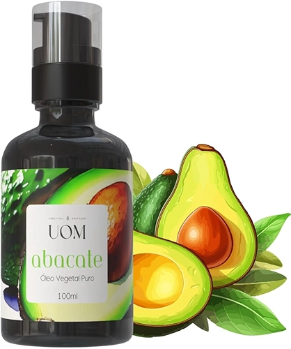 Óleo Vegetal de Abacate UOM 100ml | 100% Puro e Vegano | Para Cabelo e Pele