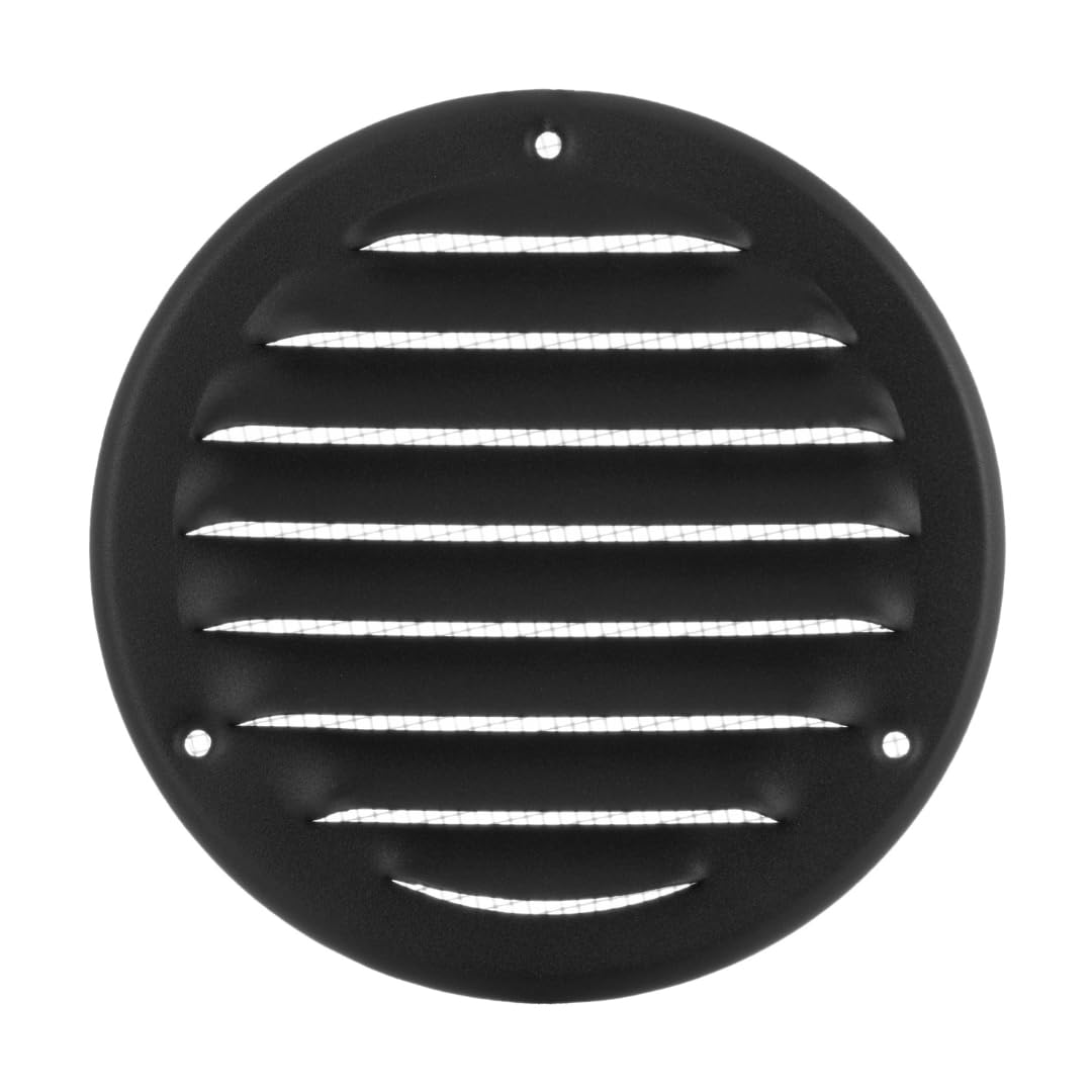 Europlast Anthracite Ø 100Mm / 4" Inch Round Metal Air Vent Grille Cover With Insect Mesh - Ventilation Cover