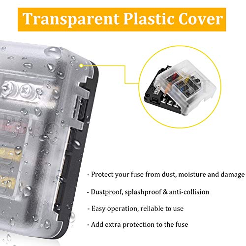 Pseqt Newest Mini 6-Way Blade Fuse Block Box With Negative Bus Atc/Ato & Warning Indicator Waterproof Marine Automotive Standard Circuit Holder Panel For Boat Yacht Auto Rv Car Trailer Truck #TOP5