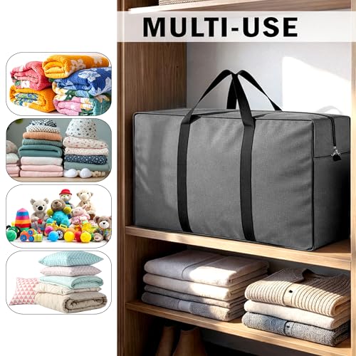 Image of Storite Heavy Duty 1680 Denier Nylon 158 LMulti-Purpose Moisture Proof Extra Large Toys /Stationery Paper /Blankets /Clothes Storage Bag /Moving Bags /Shifting bags(Grey, 86x34x54 cm) Rectangular