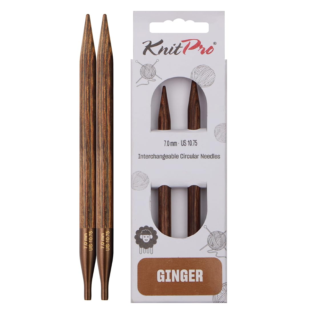 KnitPro Ginger Interchangeable Circular Needles 5" (13cm) | 7.00mm