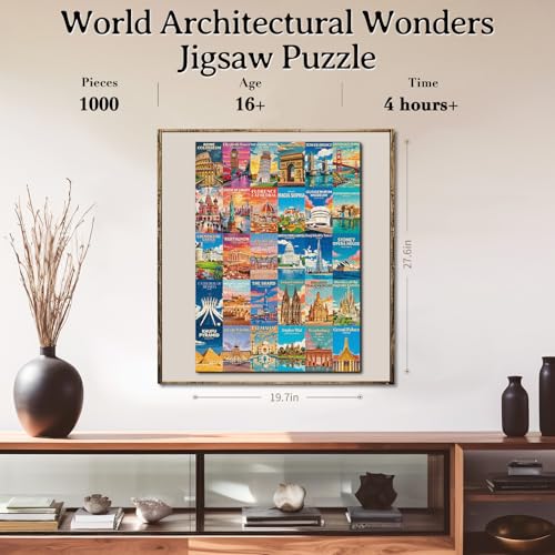 Rompecabezas de 1000 piezas para adulto, Maravillas arquitectónicas del mundo - 27.6 x 19.9 pulgadas miniatura 5