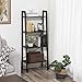 VASAGLE Ladder Shelf, 4-Tier Bookshelf, Storage Rack, Bookcase with Steel Frame, for Living Room, Home Office, Kitchen, Bedroom, Industrial Style, Hickory Brown and Ink Black ULLS44BF