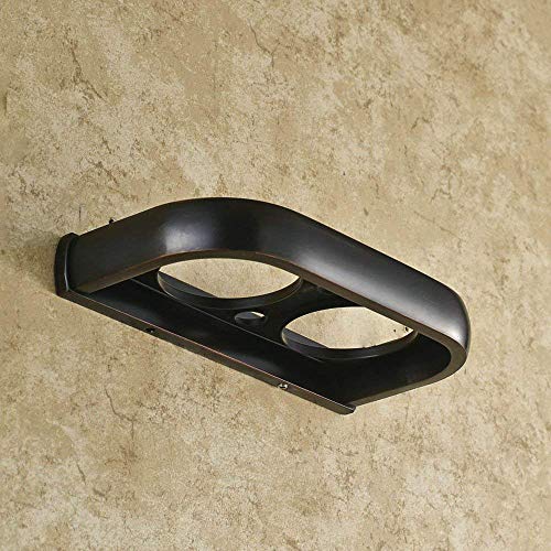 Support de brosse à dents mural noir avec double tasse verre