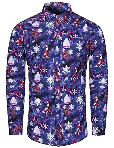 fohemr Herren Christmas Shirt Weihnachtshemd Button-Down Langarm...