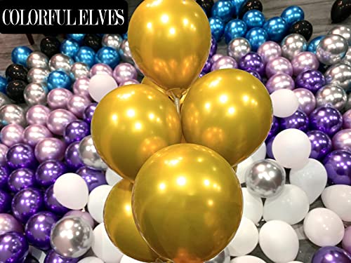 Image of 100pcs 5 inch Metallic Gold Balloons Small Mini Chrome Helium Shiny Gold Balloon for Party Decorations