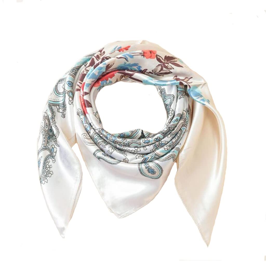 Écharpe en soie 90 * 90 cm foulard carré de décoration beige d'été