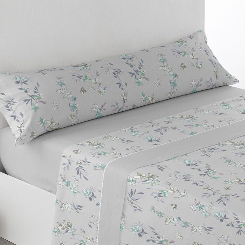 Rufino Díaz Juego Sábanas Pirineo Serna Invierno 3 Piezas - Gris, 150 cm